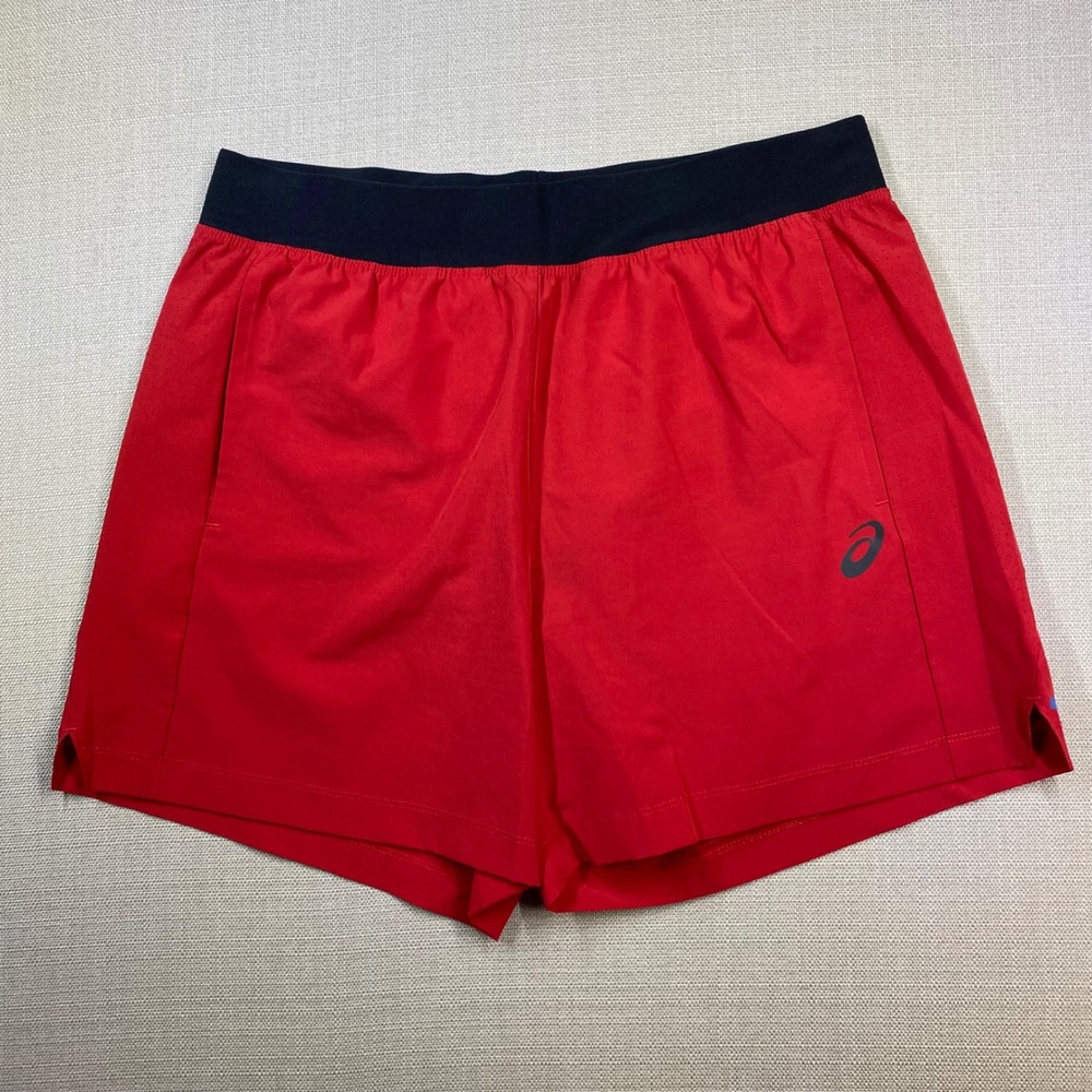 Asics Womens Pull-On Red Running Lined 5" Shorts Size Medium